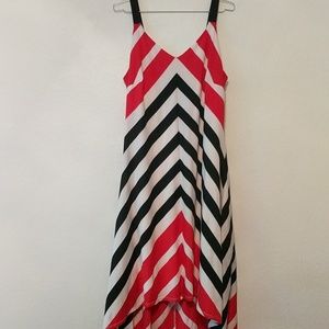 Cato high low red, white and black dress